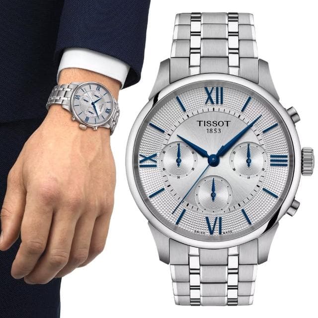 【TISSOT 天梭】杜魯爾系列 計時機械腕錶 母親節 禮物 推薦(T1394072203800)