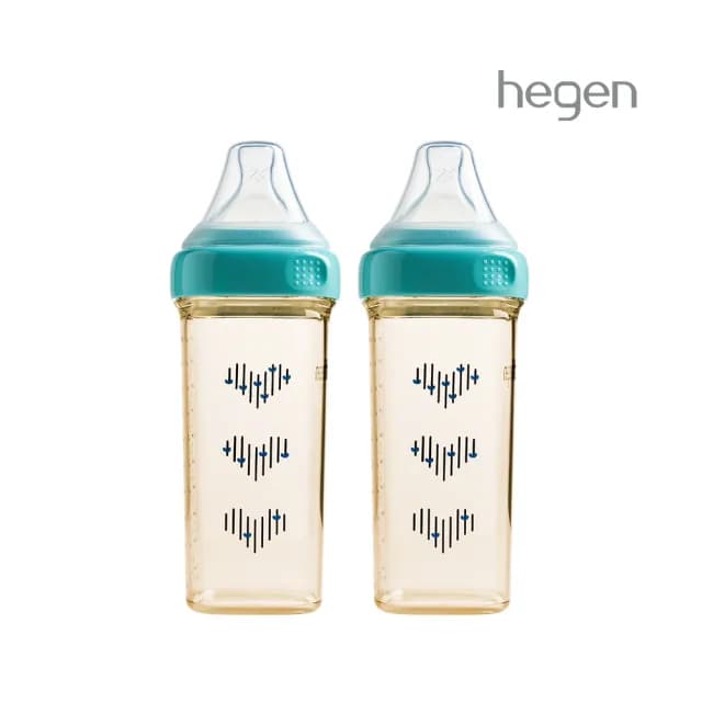 【hegen 總代理】PCTO？ 金色奇蹟PPSU多功能方圓型寬口奶瓶 330ml 雙瓶組(誕藍-台灣限定色)