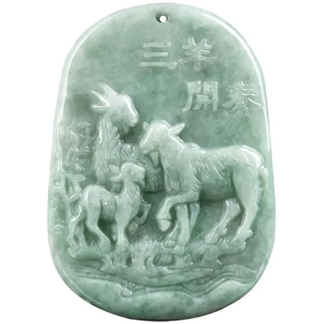 【Penny珮妮】A貨翡翠三羊開泰吊墜項鍊毛衣鍊(母親節 父親節 交換禮物  生日禮 情人節 尾牙 新年 結婚)