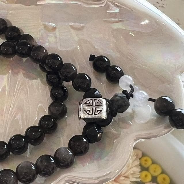 【Penny珮妮】原創銀曜石鷹眼石雙圈手鍊(母親節 交換禮物  生日禮 情人節 尾牙 新年 結婚)