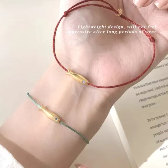 【Lucky Goldfish】黃金魚轉運手鏈(開運紅繩手練 幸運 平安扣 納福 招財 媽媽 女生 生日禮物 學生)