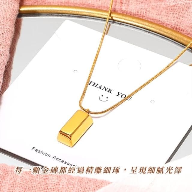 【簡約百搭】高級金黃色小金磚鎖骨鏈(韓版 鎖骨練 送禮首選 生日禮物 女朋友 情人節 生日禮物)