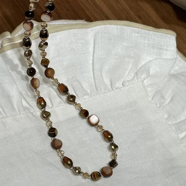 【Penny珮妮】美拉德輕奢不規則虎眼石項鍊(母親節 送女友 交換禮物  生日禮 情人節 尾牙 新年 結婚 送閨蜜)