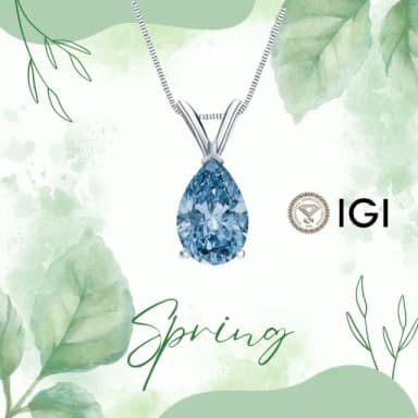 【Luster】母親節禮物!IGI 1克拉 Fancy Intense Blue 水滴 培育鑽 藍鑽 項鍊(寶島樂購節節特談下殺!!)