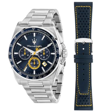 【MASERATI 瑪莎拉蒂】Velocit 系列 三眼計時手錶 套錶-43mm 禮物 送禮 推薦(R8873652001)