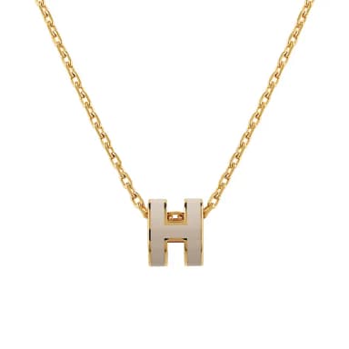 【Hermes 愛馬仕】Hermes MINI POP經典立體H字簍空設計項鍊(灰x金)