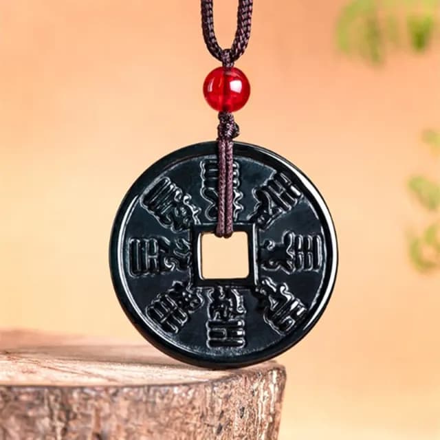 【Penny珮妮】A貨翡翠墨玉山鬼花錢小尺寸吊墜項鍊(母親節 父親節 交換禮物  生日 情人節 尾牙 新年)
