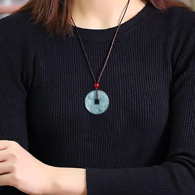 【Penny珮妮】A貨翡翠藍水山鬼花錢小尺寸吊墜項鍊(父親節 母親節 交換禮物  生日禮 情人節 尾牙 新年)