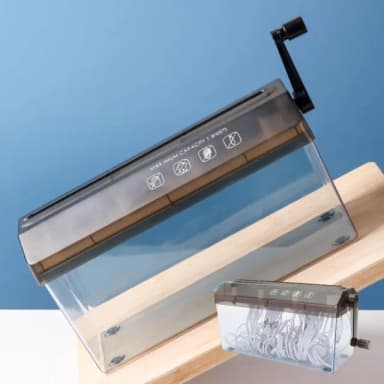 【保衛隱私】家用輕便A4小型手動碎紙機(發票 手工藝 條狀裁切機 切碎 文件 辦公室 交換禮物)