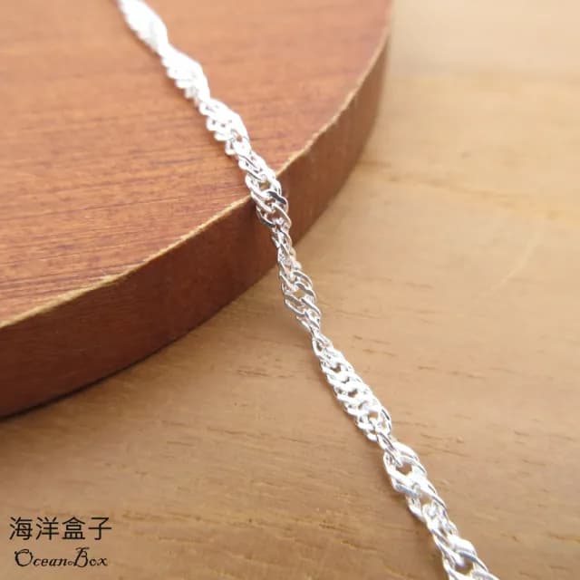 【海洋盒子】母親節禮物 3g。2mm寬18吋45cm。粗厚水波龍蝦扣頭足銀999純銀單鍊.項鍊(單戴鍊)