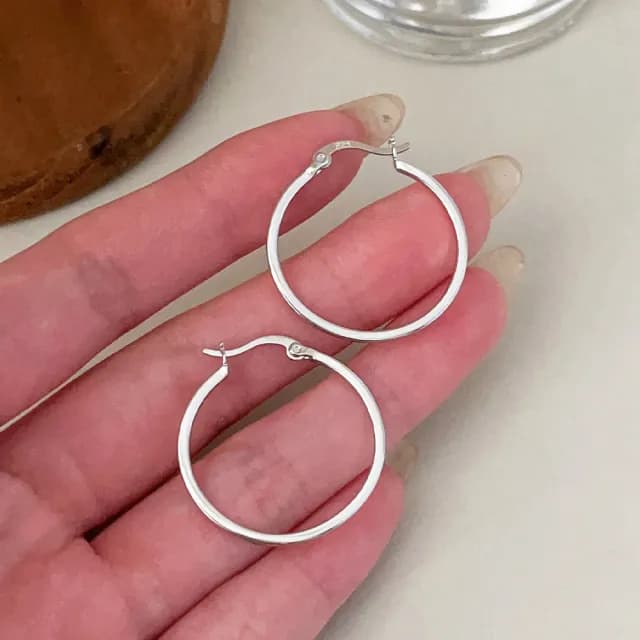 【MoonDy】耳環 女生耳環 飾品 純銀耳環 耳圈 大圓圈耳環 大耳環 耳夾 大圈耳環 耳墜 耳飾