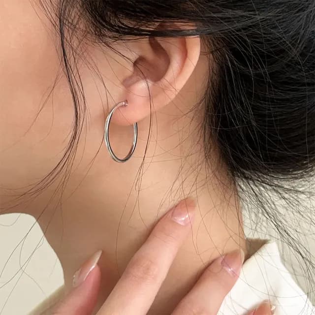 【MoonDy】耳環 女生耳環 飾品 純銀耳環 耳圈 大圓圈耳環 大耳環 耳夾 大圈耳環 耳墜 耳飾