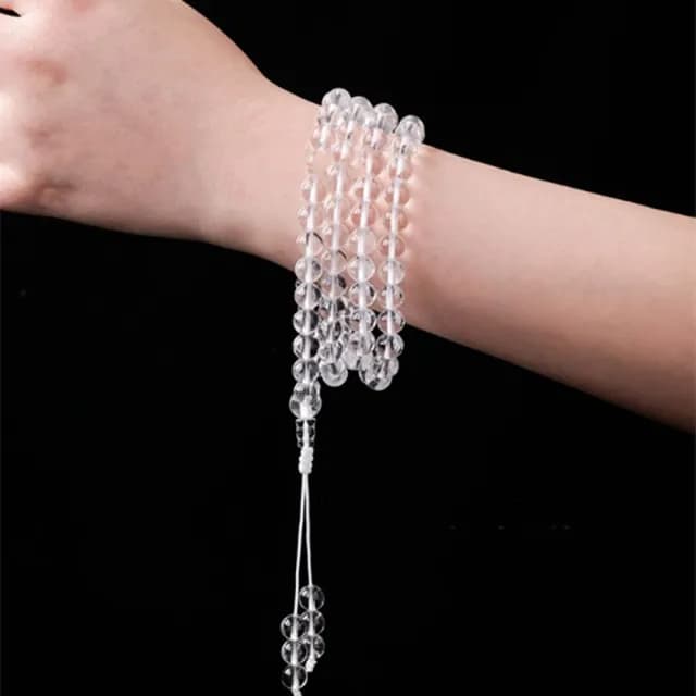 【Penny珮妮】7A級白水晶 108顆佛珠 項鍊手鍊6mm(母親節 送女友 交換禮物 生日禮 情人節 尾牙 新年 男友)