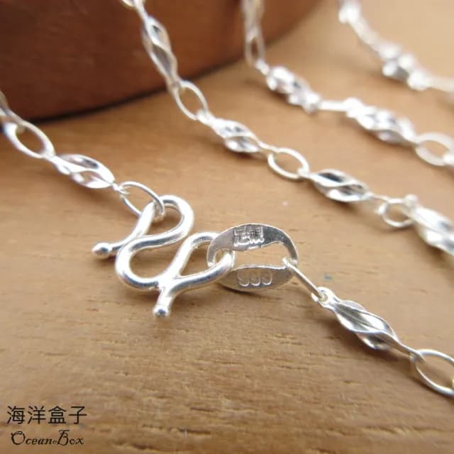 【海洋盒子】45cm。輕巧立體旋轉設計S999足銀純銀項鍊(女用項鍊)