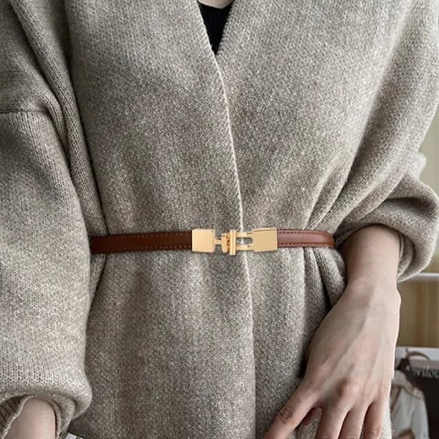 【MoonDy】皮帶 細腰帶 真皮皮帶 收腰皮帶 皮帶女 細皮帶 牛皮腰帶 腰鏈 腰繩 生日禮物 大衣腰