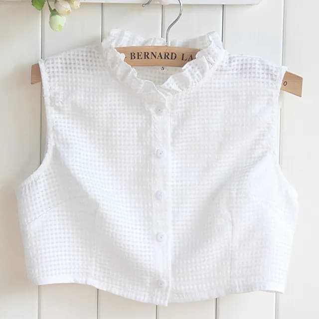 【米蘭精品】現貨秒發 假領子襯衫領片(純棉荷葉邊立領女裝配件情人節生日聖誕節交換禮物2色73vk7)