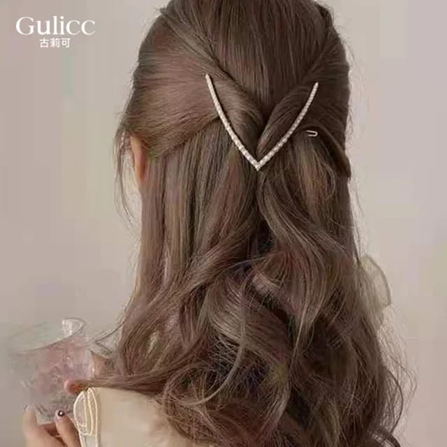 【Gulicc】髮夾 V字邊夾 亂髮收服(雙11 聖誕節 生日 髮飾 頭飾 鯊魚夾 抓夾 禮物)