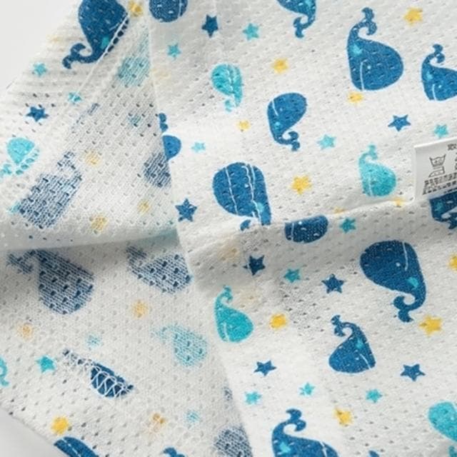 【橘魔法】（3件一組）鯨魚條紋 透氣網眼洞洞 套裝(背心上衣 短褲 褲子 男童 背心 童裝 兒童)