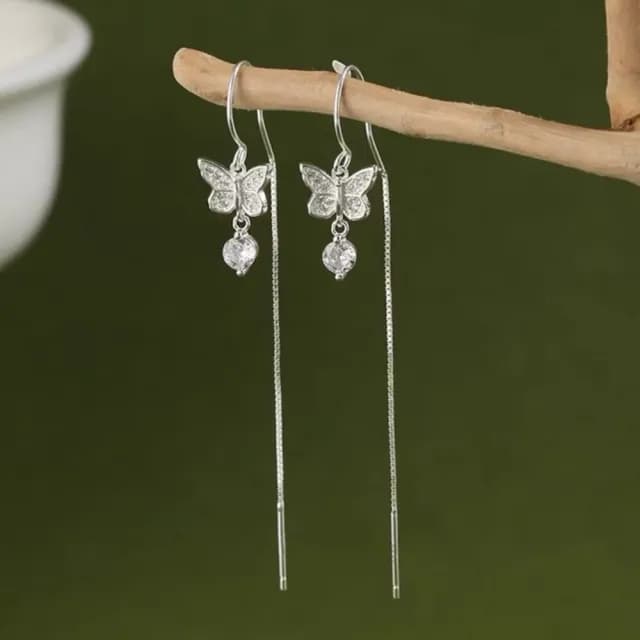 【輕奢冷淡風】s925純銀蝴蝶結流蘇耳環1對(耳飾 耳釘 耳墜 飾品 配飾 耳朵配件 造型 穿搭 情人節 禮物 女)