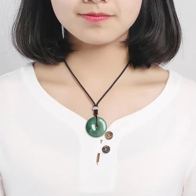 【Penny珮妮】緬甸A貨翡翠糯種油青平安扣吊墜項鍊毛衣鍊(母親節 交換禮物 生日 情人節 尾牙 新年 結婚)