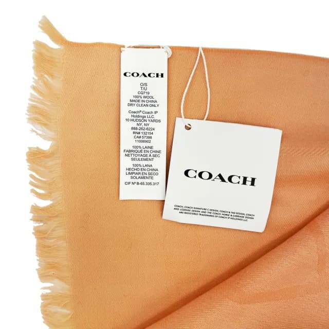 【COACH】大馬車LOGO100%羊毛絲巾圍巾禮盒(橘)