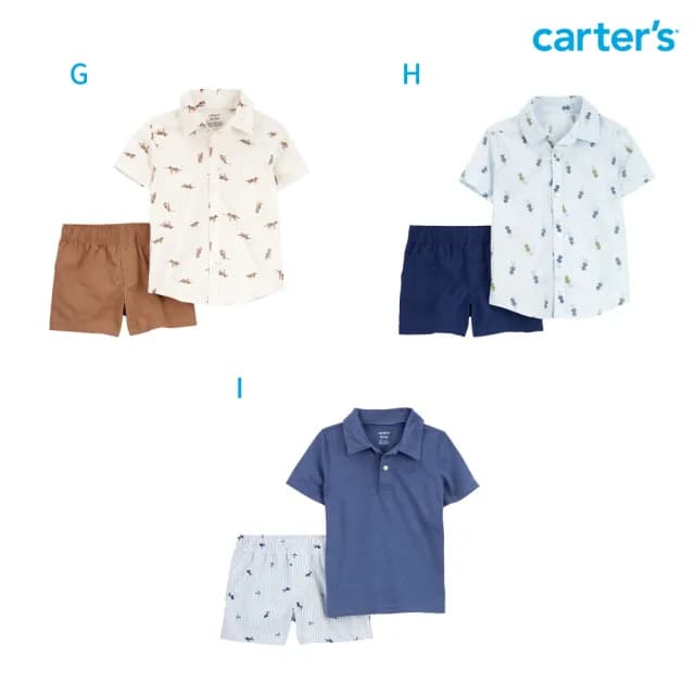【Carter’s官方授權】小童夏日短袖2件組套裝〔上衣/短褲〕－多款任選(原廠公司貨 童裝)