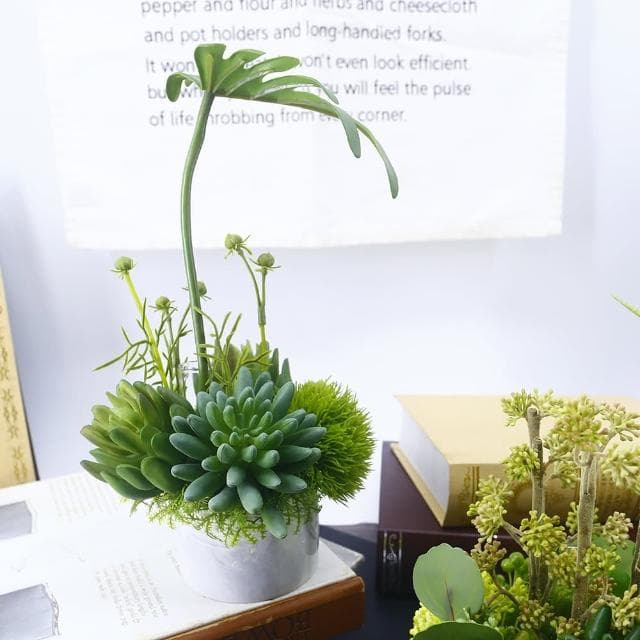 【HUGO DECO 榆果傢飾】春雨葉多肉草球香氛植栽(擬真植物/人造盆栽/綠化/佈置/禮物)