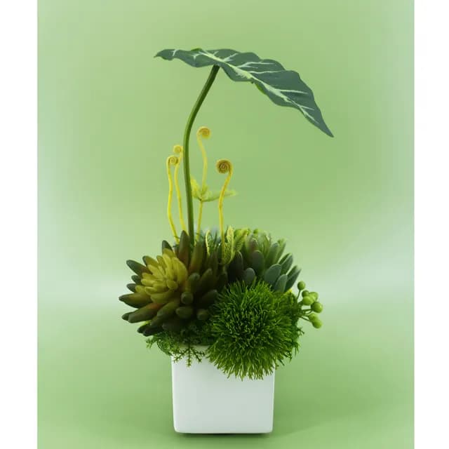 【HUGO DECO 榆果傢飾】觀音蓮葉佛手蓮香氛植栽(擬真植物/人造盆栽/綠化/佈置/禮物)