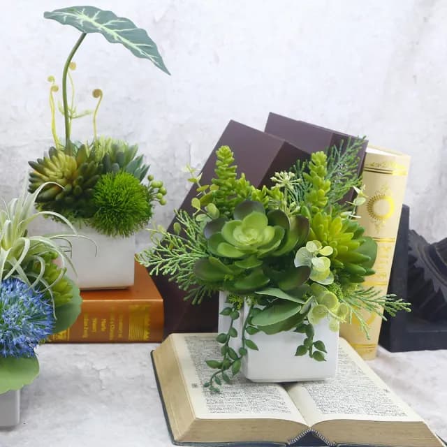 【HUGO DECO 榆果傢飾】小寶石蓮多肉香氛植栽(擬真植物/人造盆栽/綠化/佈置/禮物)