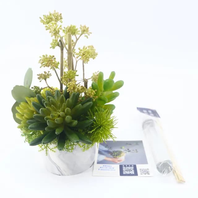 【HUGO DECO 榆果傢飾】果實枝多肉組合香氛植物(擬真植物/人造盆栽/綠化/佈置/禮物)