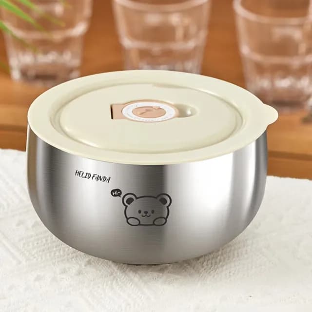 【吃吃飯】316不鏽鋼帶蓋兒童碗(雙層隔熱 真空保溫 防摔 加厚 防燙碗 露營 環保餐具 便當盒 飯碗 泡麵碗)