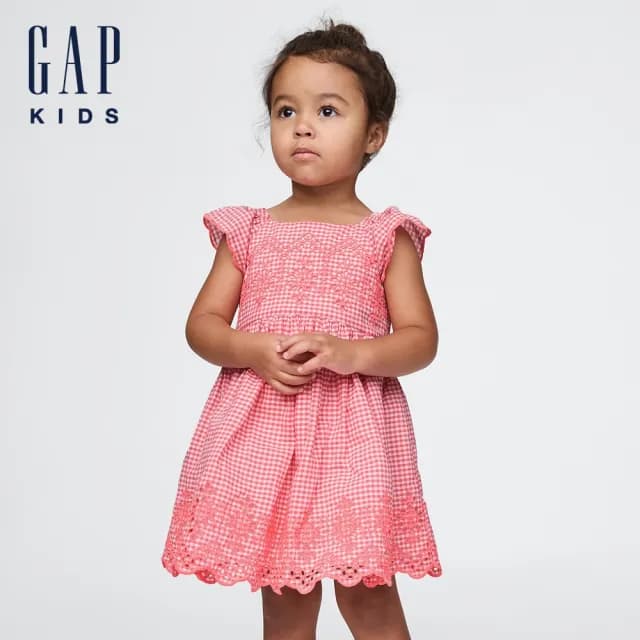 【GAP】女幼童裝 圓領無袖洋裝-粉紅色(720191)