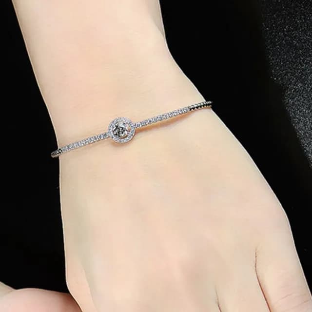 【MoonDy】女朋友生日禮物 新娘飾品 純銀手鐲 手環 銀手鐲 仿真鑽石手鐲 純銀手環 飾品 手飾 韓
