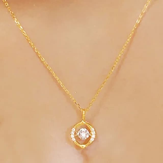 【CReAM】Christine 925純銀鍍14K金色銀色圓圈鑽飾造型女項鍊(生日 禮物 送禮 禮盒)