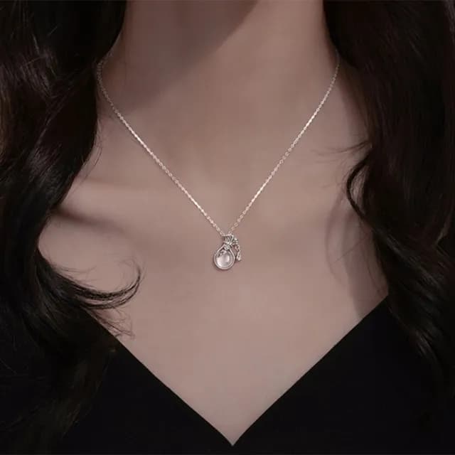 【Penny珮妮】S999足銀白玉髓錢幣福袋項鍊吊墜(母親節 情人節 生日禮物 交換禮物 送女友 尾牙 新年 結婚)
