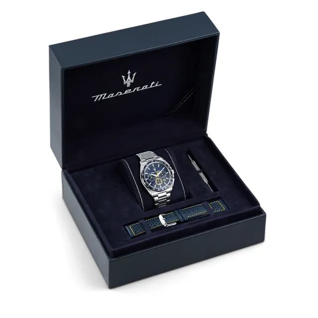 【MASERATI 瑪莎拉蒂】Velocità系列 三眼計時手錶 套錶 送禮推薦43mm(R8873652001)