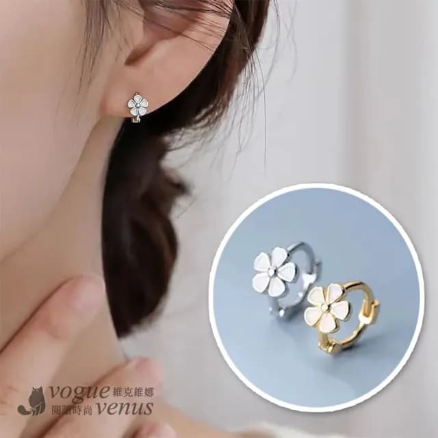 【維克維娜】幸運草易扣式925純銀耳環