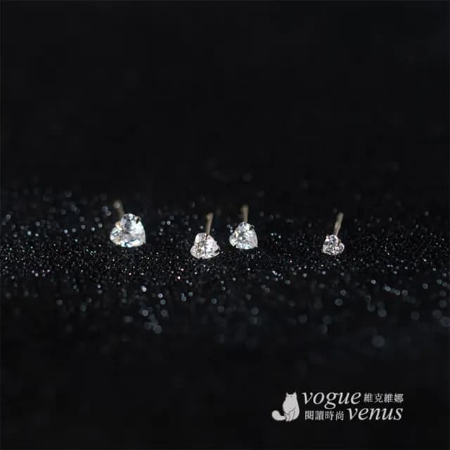 【維克維娜】愛心水鑽925純銀耳環