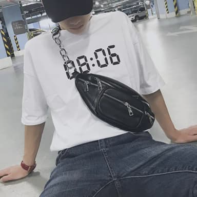 【LEEHER】鍊條包/胸包/腰包/包包/斜背包/生日禮物/側背小包/黑色包包/情侶包包/簡約包包/日系