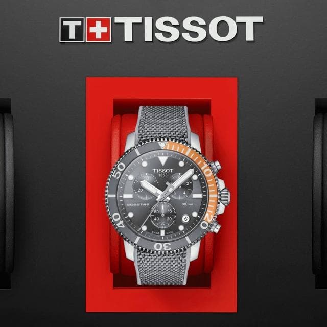 【TISSOT 天梭 官方授權】SEASTAR 1000海星系列 灰 潛水計時腕錶 禮物 推薦(T1204171708101)