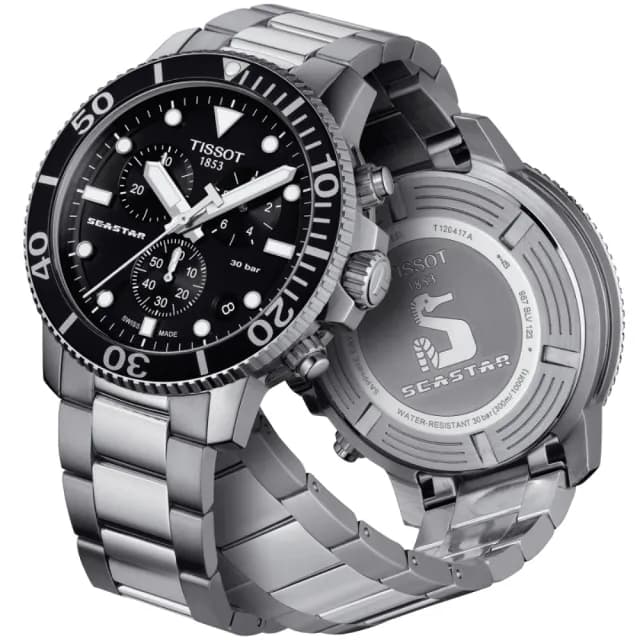 【TISSOT 天梭 官方授權】SEASTAR1000海星系列 潛水計時腕錶 父親節 禮物 送禮 推薦(T1204171105100)