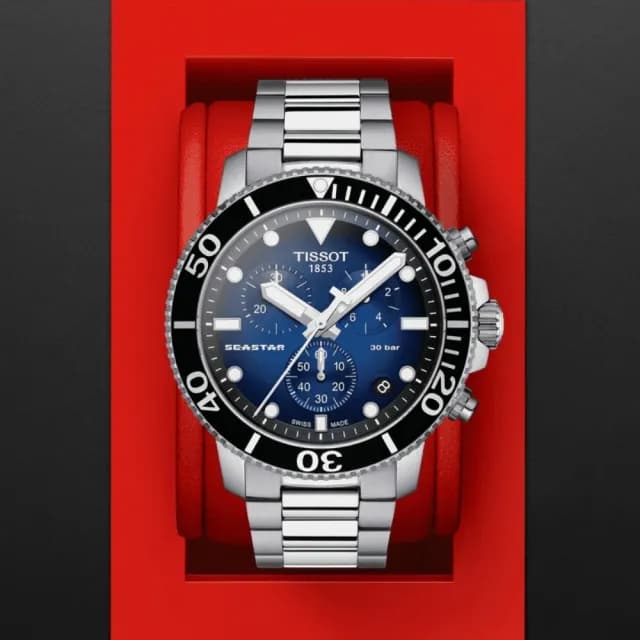 【TISSOT 天梭】SEASTAR1000 漸層藍 潛水腕錶 七夕 情人節 禮物 送禮 推薦(T1204171104101)