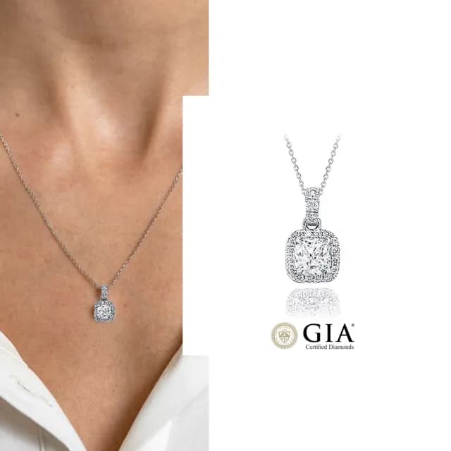 【CTJ】歡慶雙11!現貨!GIA 50分 D/SI2 鉑金 枕形 天然鑽 真鑽 鑽石項鍊(鑽石閃耀時刻 只為摯愛的妳)