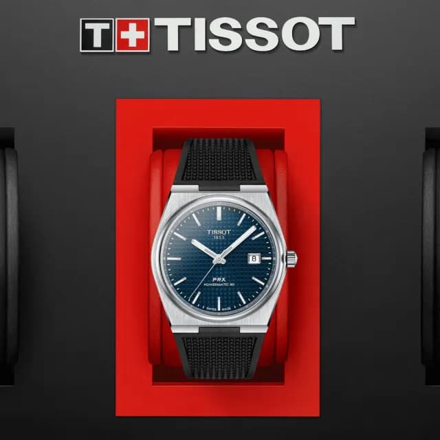【TISSOT 天梭 官方授權】PRX系列 1970年代復刻 機械腕錶 畢業禮物 送禮 推薦(T1374071704100)