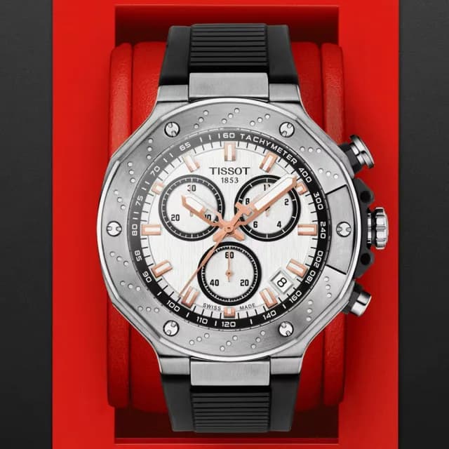 【TISSOT 天梭 官方授權】T-RACE 競速系列 熊貓 計時腕錶 畢業禮物 送禮 推薦(T1414171701100)