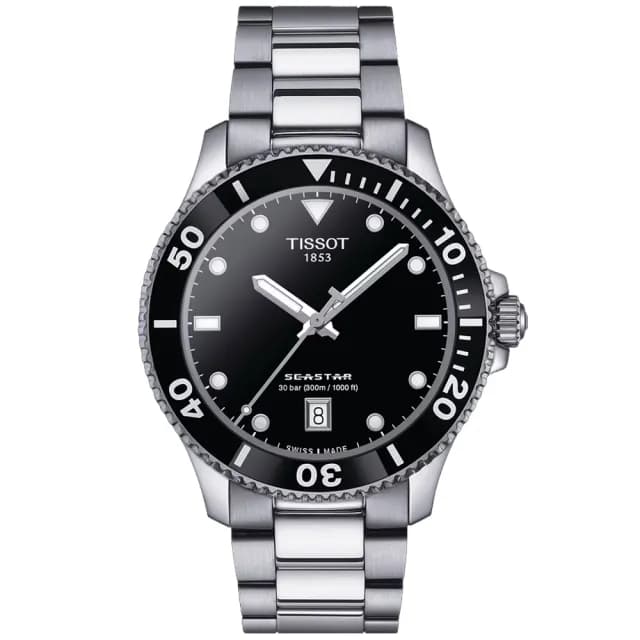 【TISSOT 天梭 官方授權】SEASTAR 1000海星系列 黑 潛水腕錶 畢業禮物 送禮 推薦(T1204101105100)