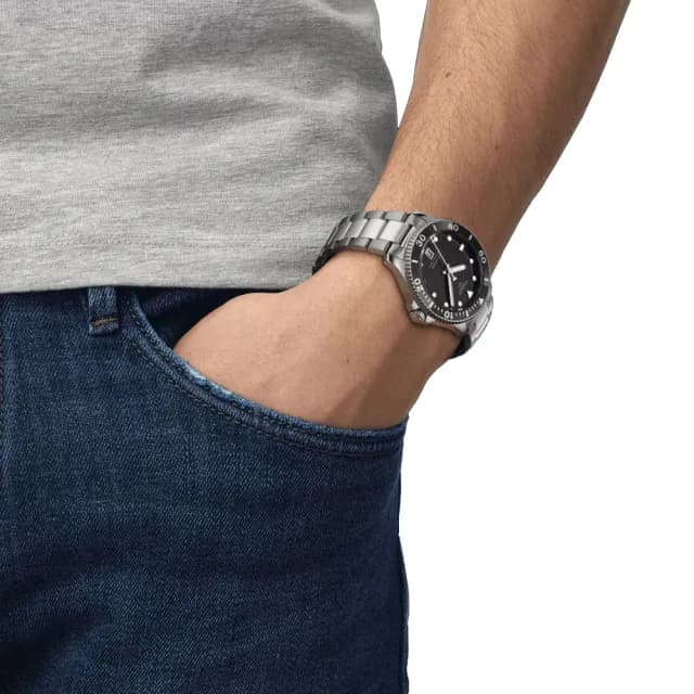 【TISSOT 天梭 官方授權】SEASTAR 1000海星系列 黑 潛水腕錶 畢業禮物 送禮 推薦(T1204101105100)