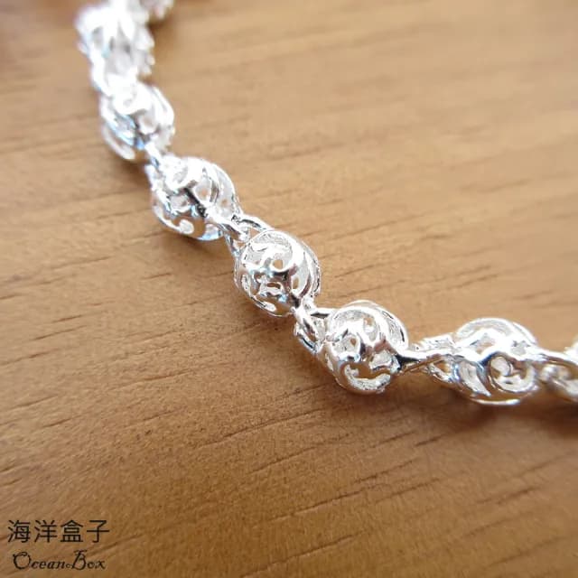 【海洋盒子】母親節禮物 財源滾滾鏤空圓球925純銀手鍊(女用手鍊)