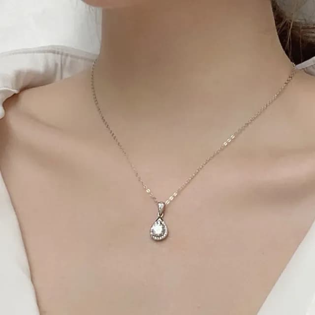 【MoonDy】雙11 925純銀項鍊 莫桑鑽石項鍊 1克拉項鏈 女生項鍊 抗過敏項鍊 水滴項鍊 情人節禮物