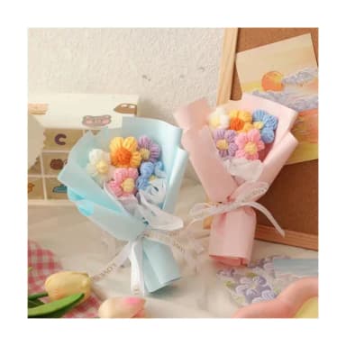 泡芙編織花小花束3束附提袋(生日 派對 母親節 情人節 求婚告白 七夕 畢業 謝師宴 送禮 小禮物 氣球 布置)